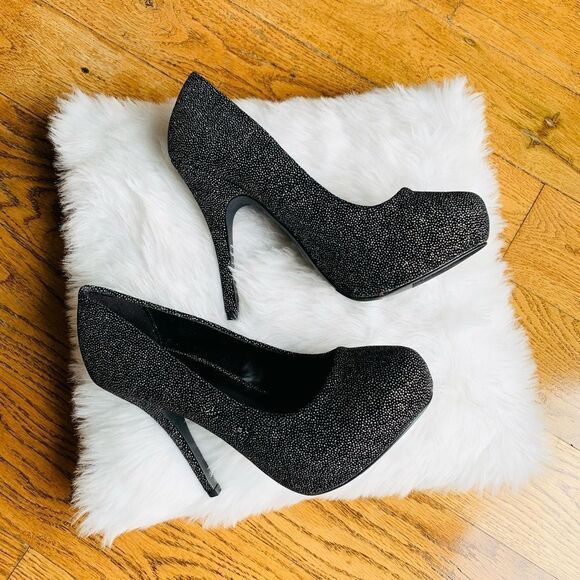 Mix No. 6 Black Shimmer Platform Formal Heels - Picture 9 of 11